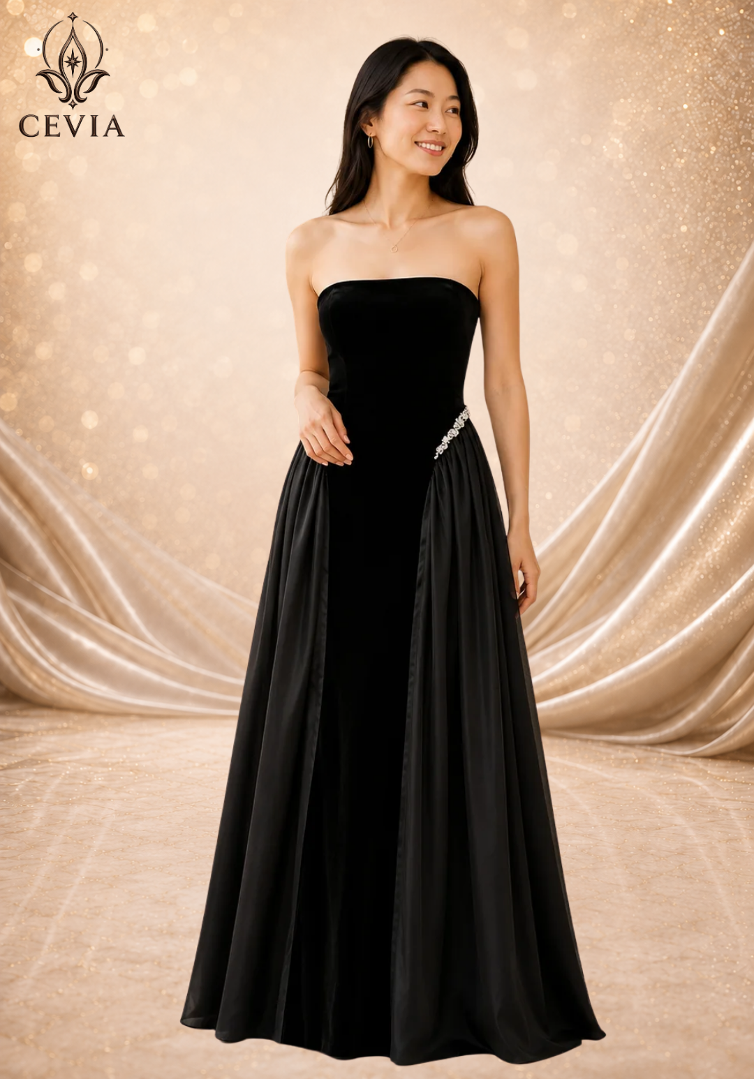 The Rhinestone Lace-Up Evening Gown