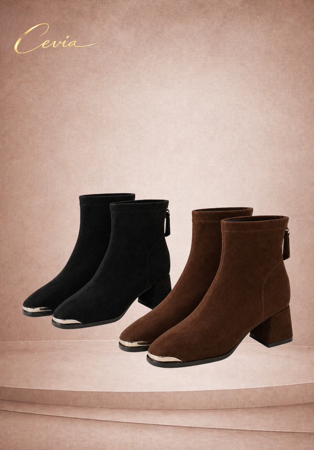 The Celviera Luxe-Sculpt Square-Toe Ankle Boots