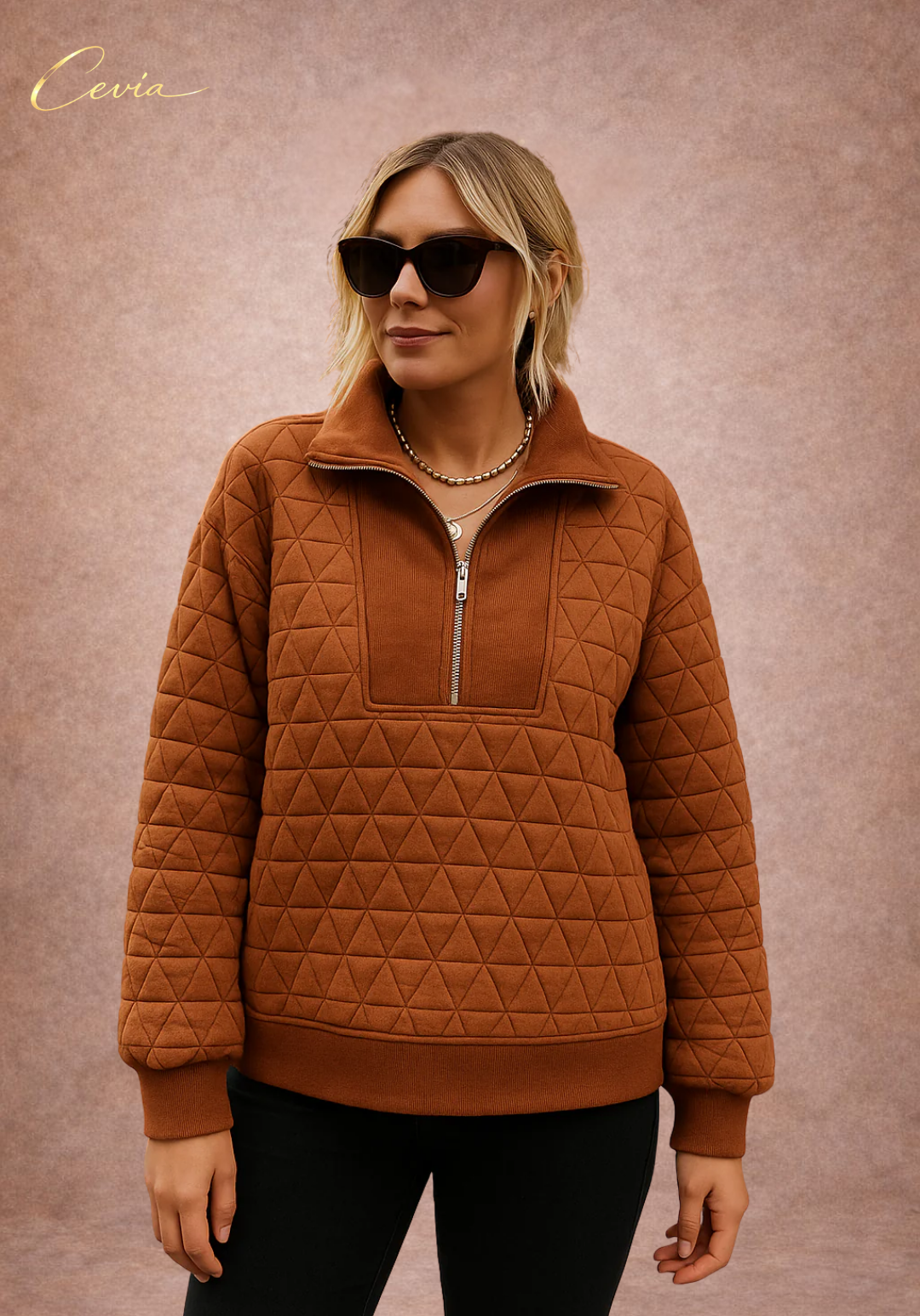 The Terralune Quilted Half-Zip Sweater