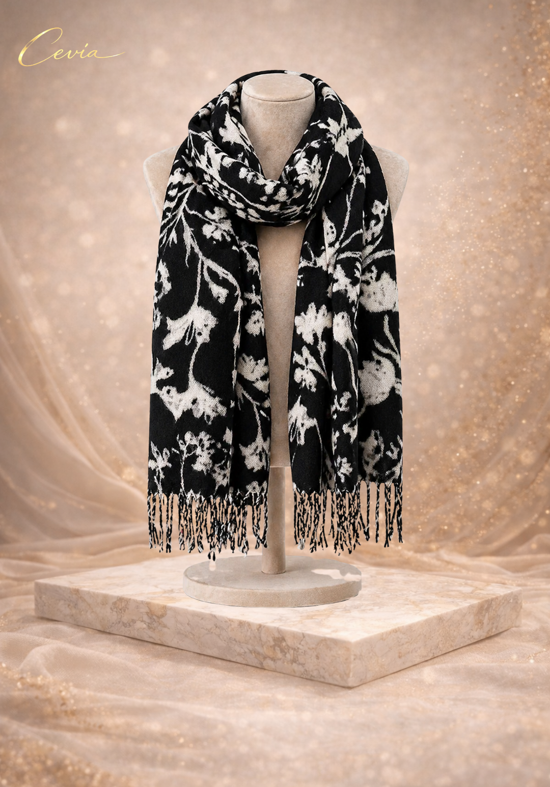 The Marcelline Noir-Florale Winter Scarf