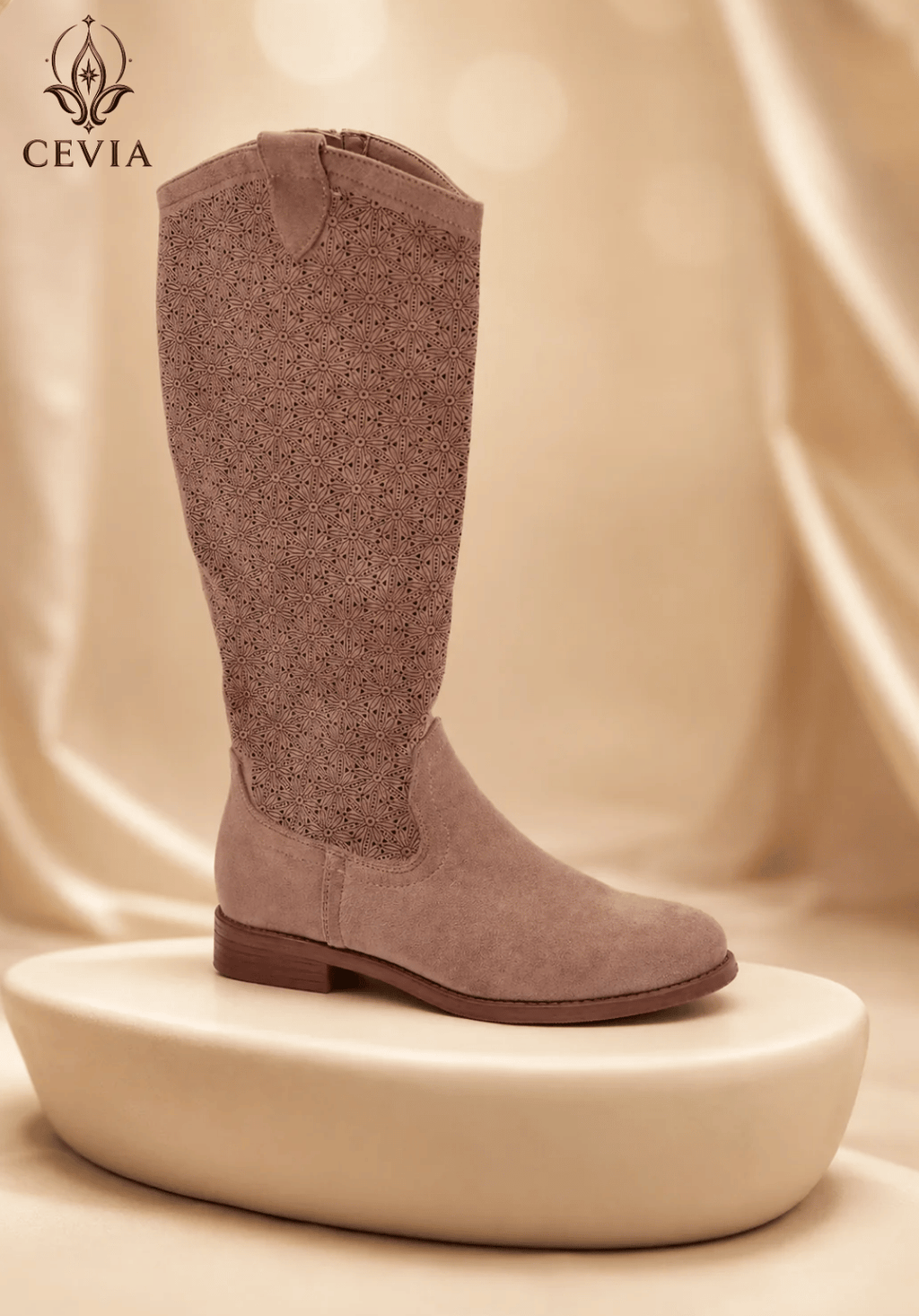 The Lace-Pattern Knee-High Boots