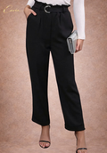 Marivelle tailored broek met paper-waist en riem