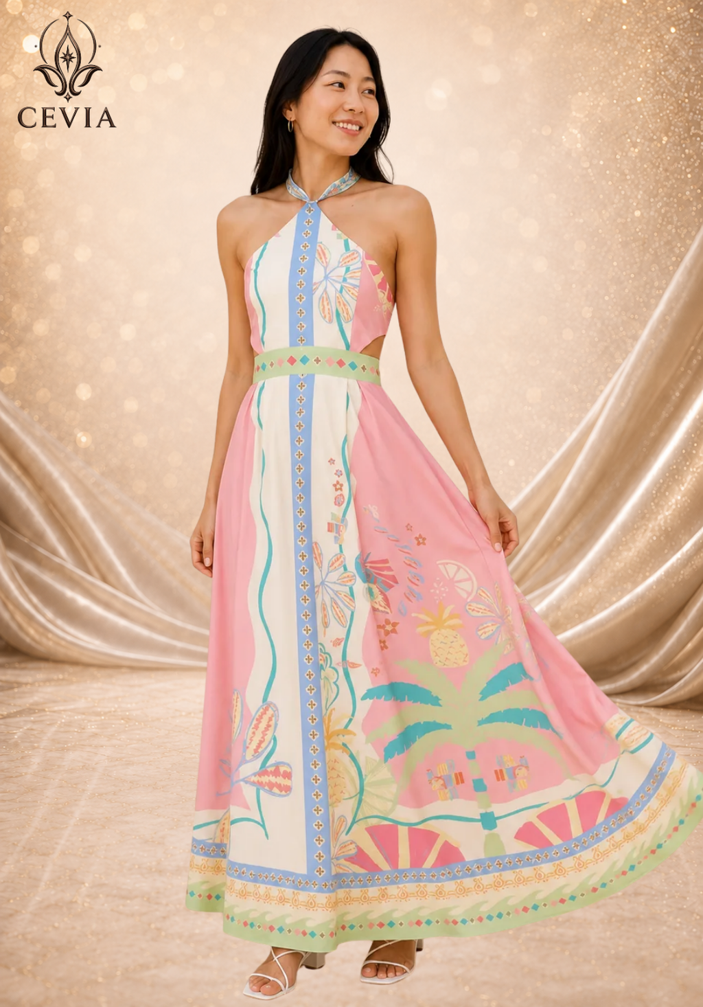 The Backless Halter Cutout Maxi Dress