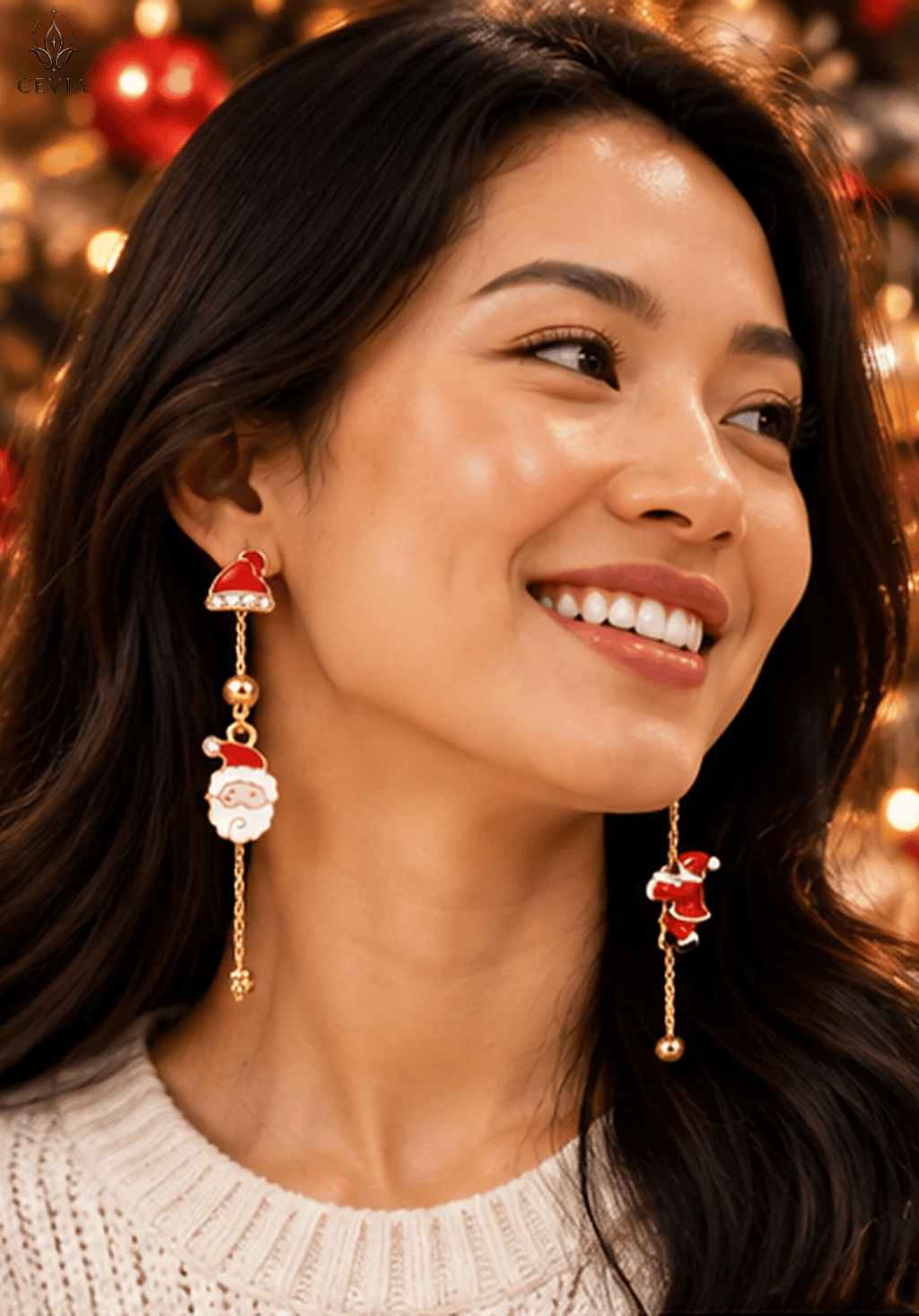 The Christmas Santa's Little Wonders Asymmetric Drop Earrings