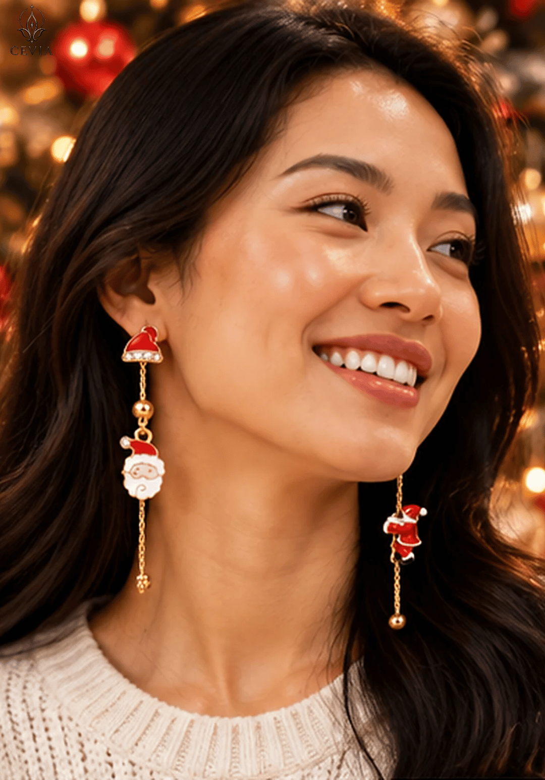 The Christmas Santa's Little Wonders Asymmetric Drop Earrings