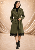 The Timeless Elegance Lace Trim Belted Coat