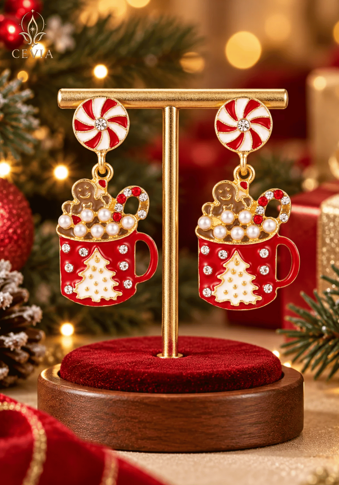 أقراط Peppermint Cocoa المتدلية