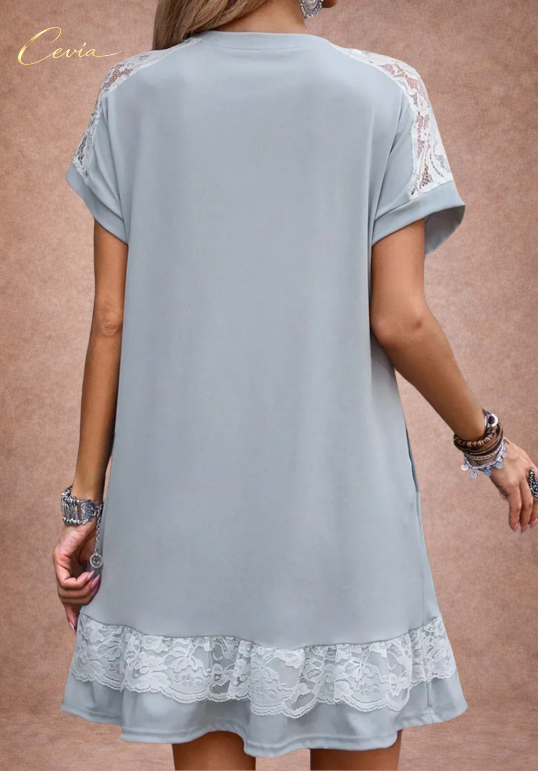 Lace Trim Shift Mini Dress | Women's Mini Dress CEVIA Lace Trim Shift Mini Dress | Women's Mini Dress CEVIA