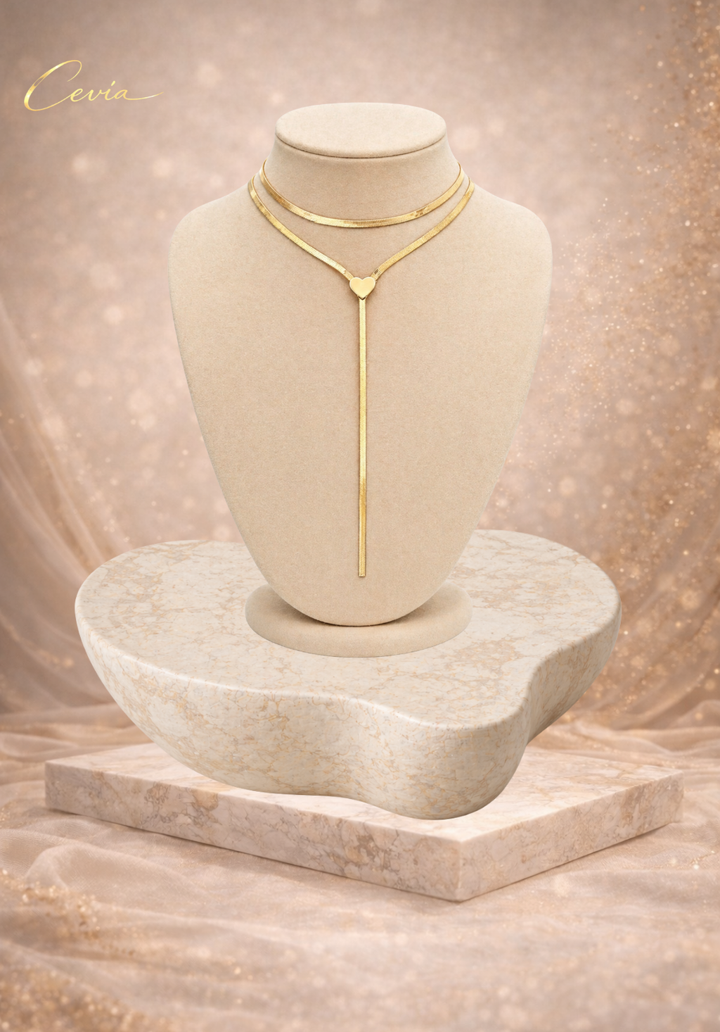 The Amoura Heart Drop Necklace Set