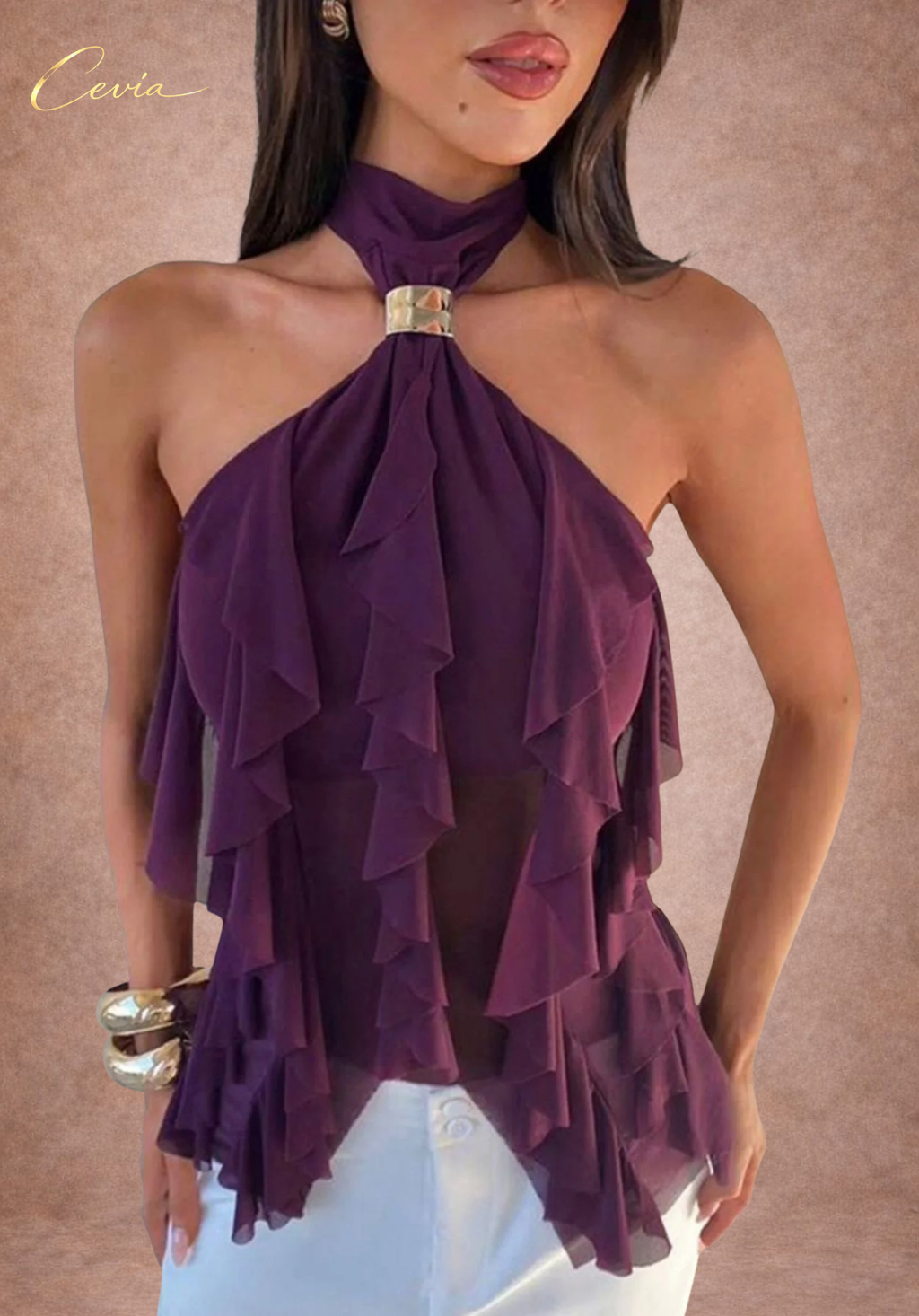 The Selene Cascade Halter Top