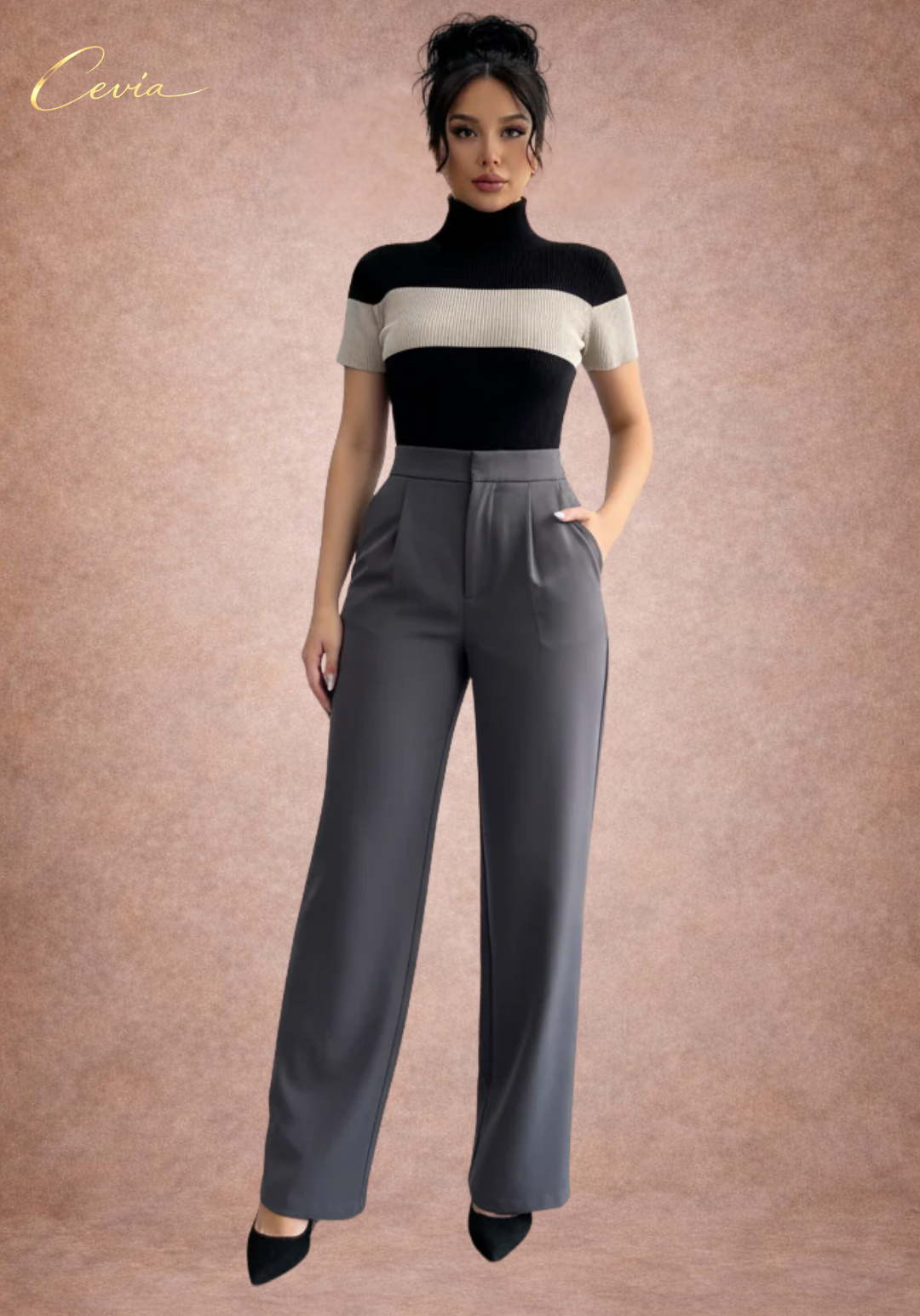 The Marivonne Dual-Tone Sculpted Knit Bodysuit