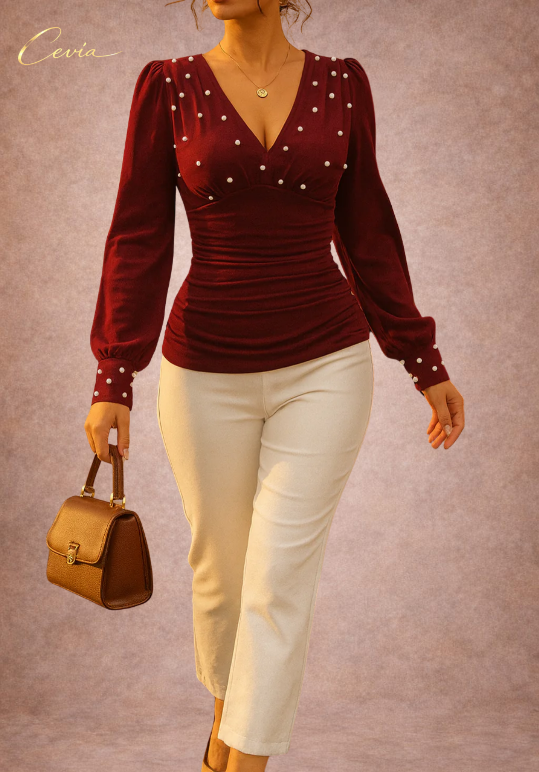 The Marivelle Pearl-Ruched Silhouette Top