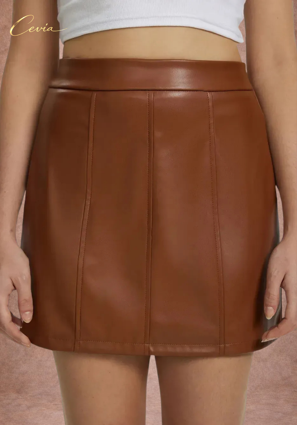 The Lissara Sleek Faux-Leather Mini Skirt