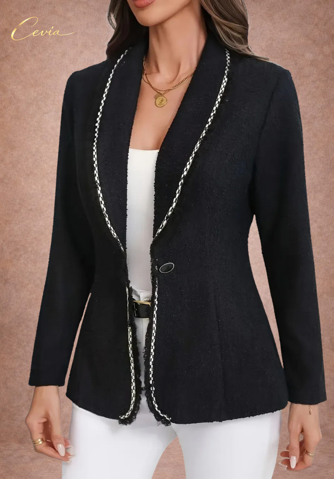 The Marcelette Braided-Trim Textured Blazer