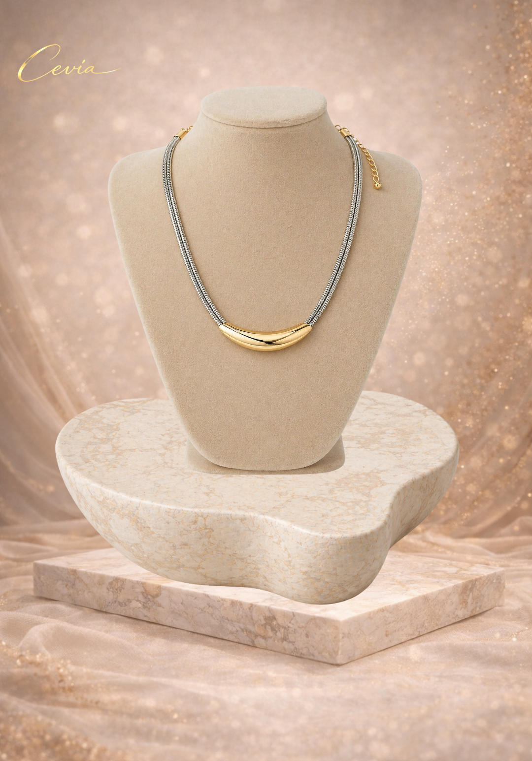 The Aureline Dual-Metal Curve Necklace