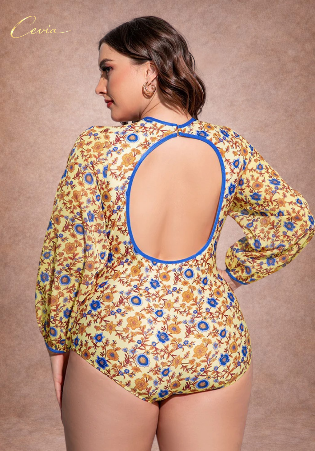 Golden Bloom Long-Sleeve One-Piece