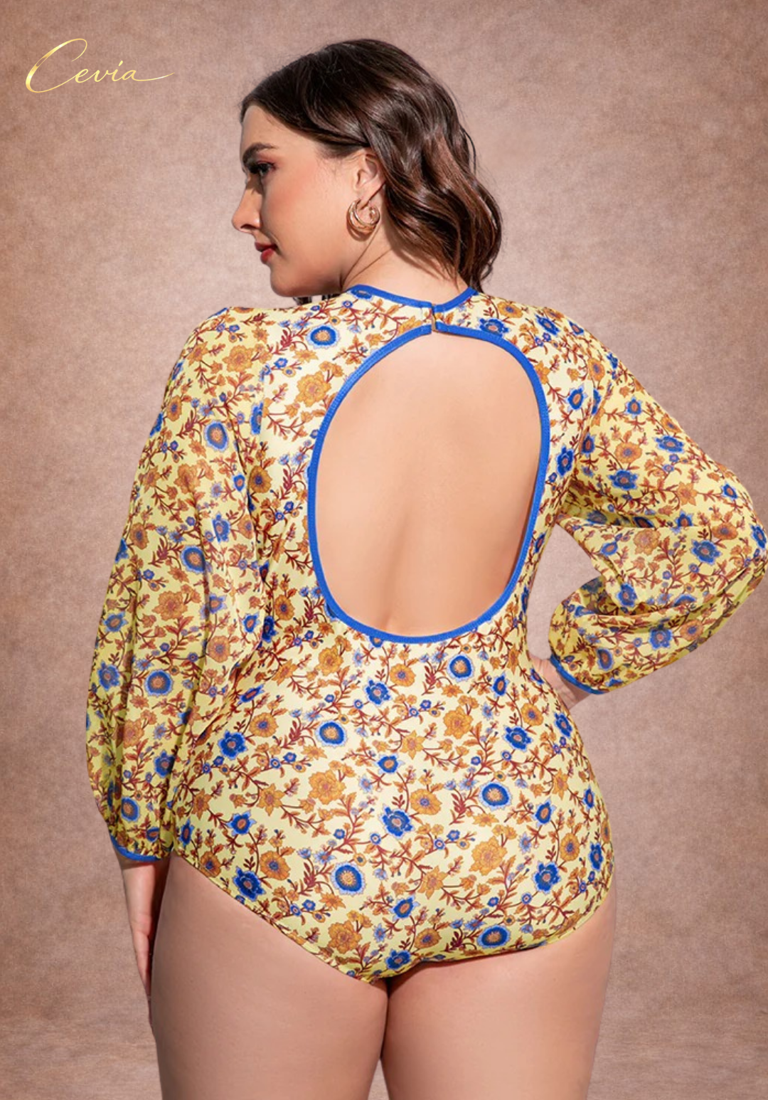 Golden Bloom Long-Sleeve One-Piece