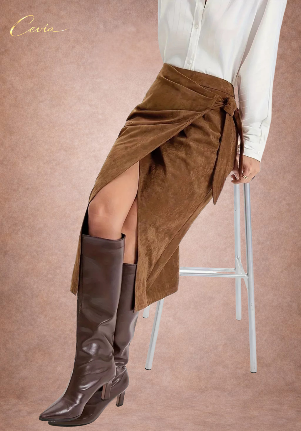 The Velvet Whisper Wrap Midi Skirt