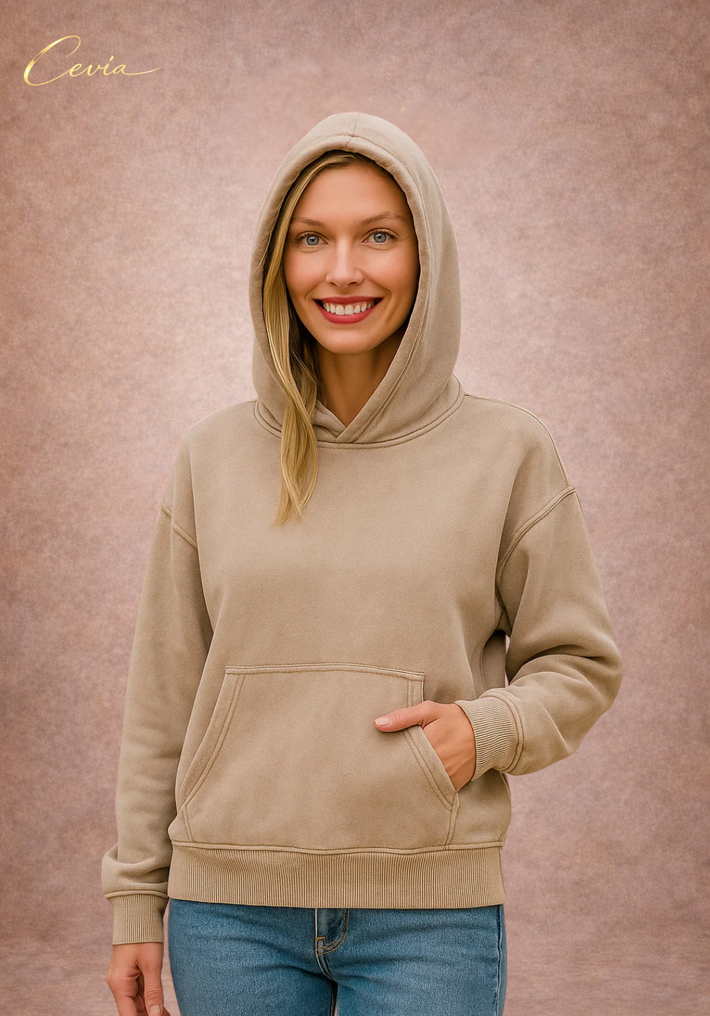 The Asterelle Acid-Wash Fleece Kangaroo Hoodie – Ash Mocha