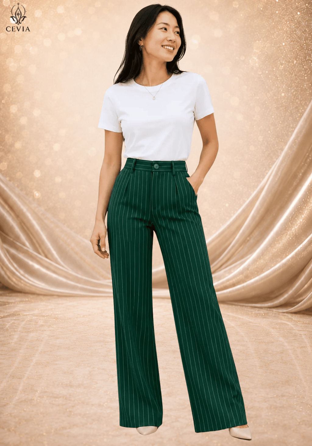 The Pinstripe Authority Wide-Leg Pants
