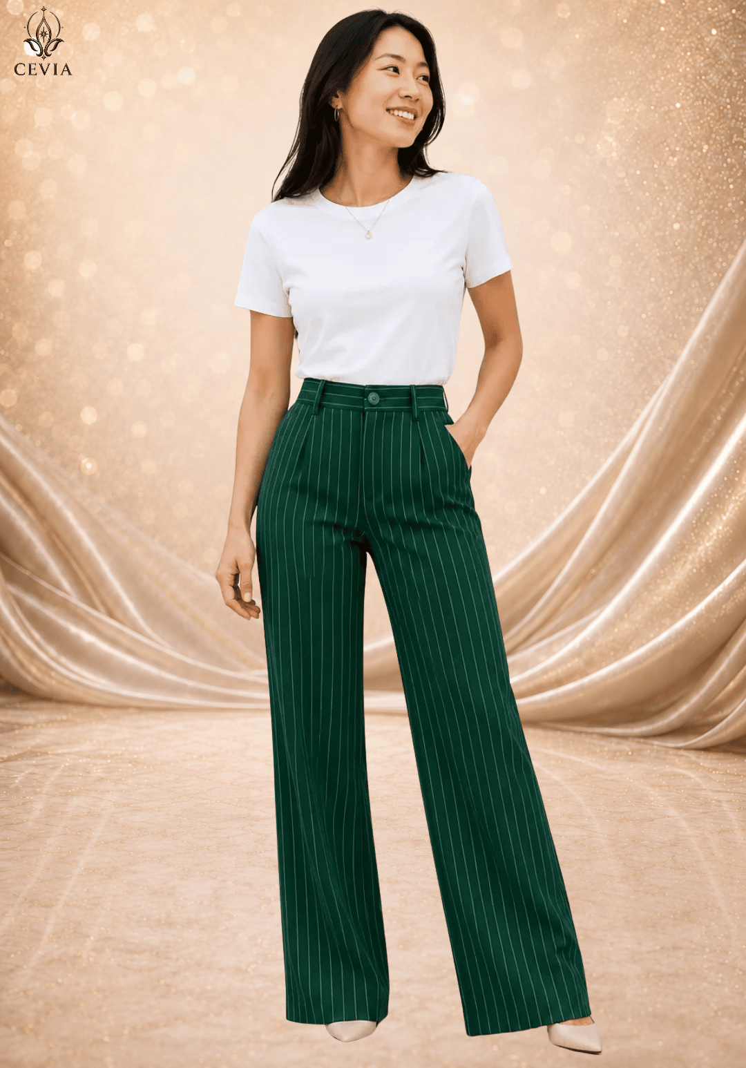 The Pinstripe Authority Wide-Leg Pants