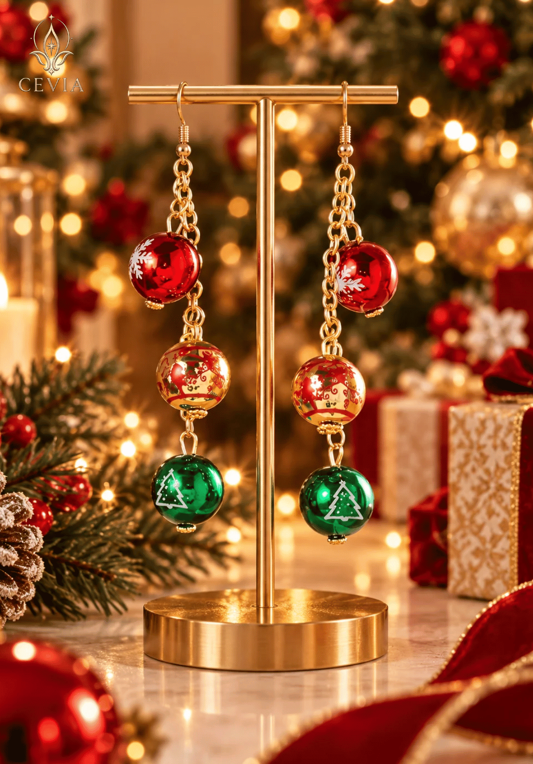 أقراط Festive Ornament Cascade المتدلية