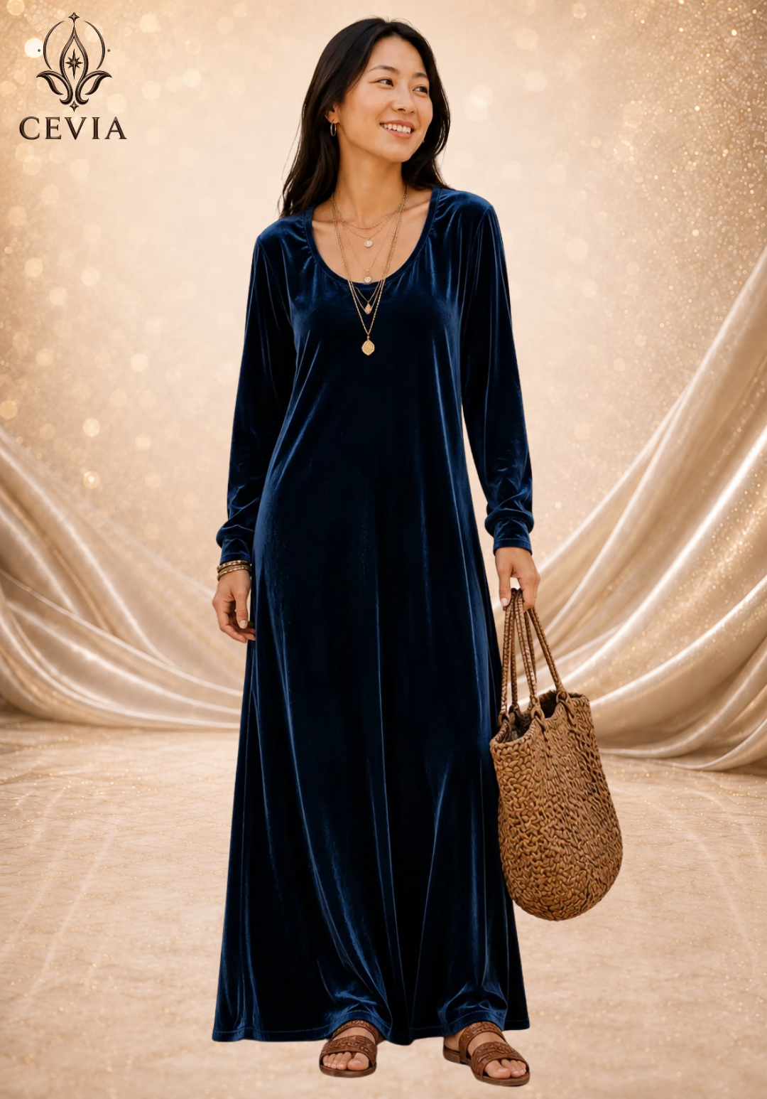 The Fluid Long-Sleeve Maxi Dress