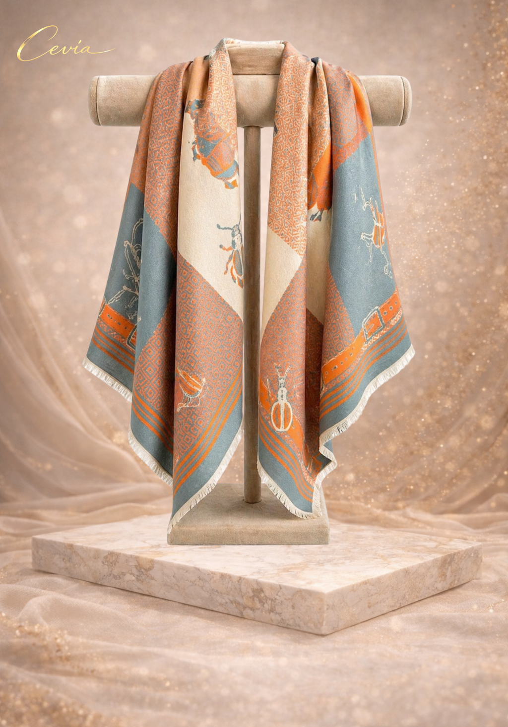 The Lavienne Heritage Carriage-Print Cashmere-Touch Scarf