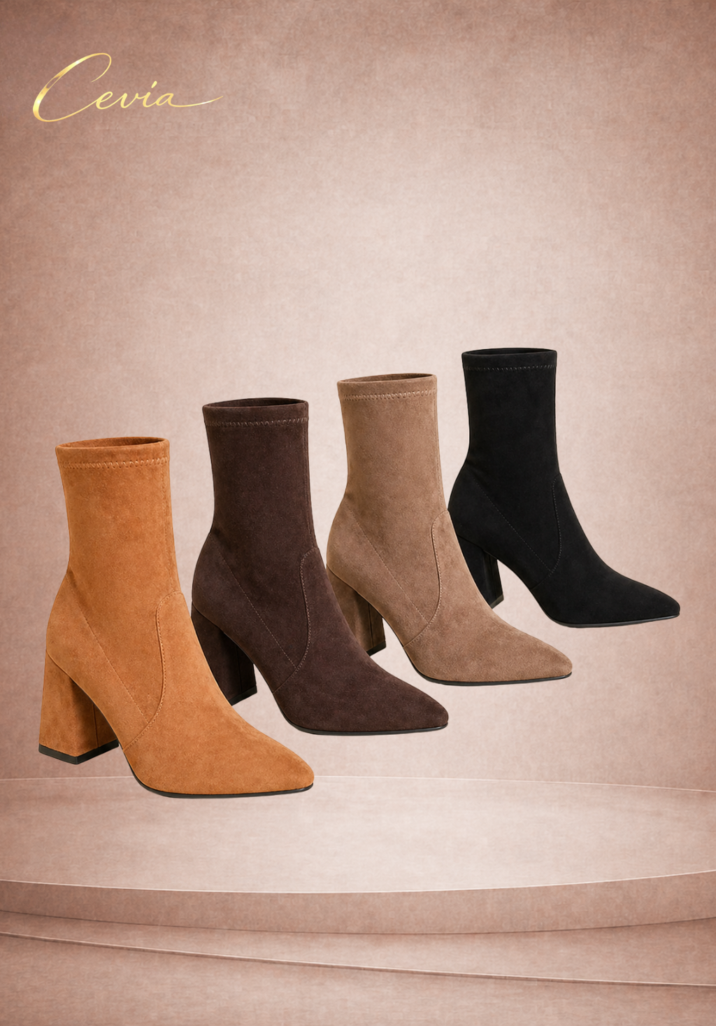 The Maevia Suede-Sculpt Block-Heel Boots