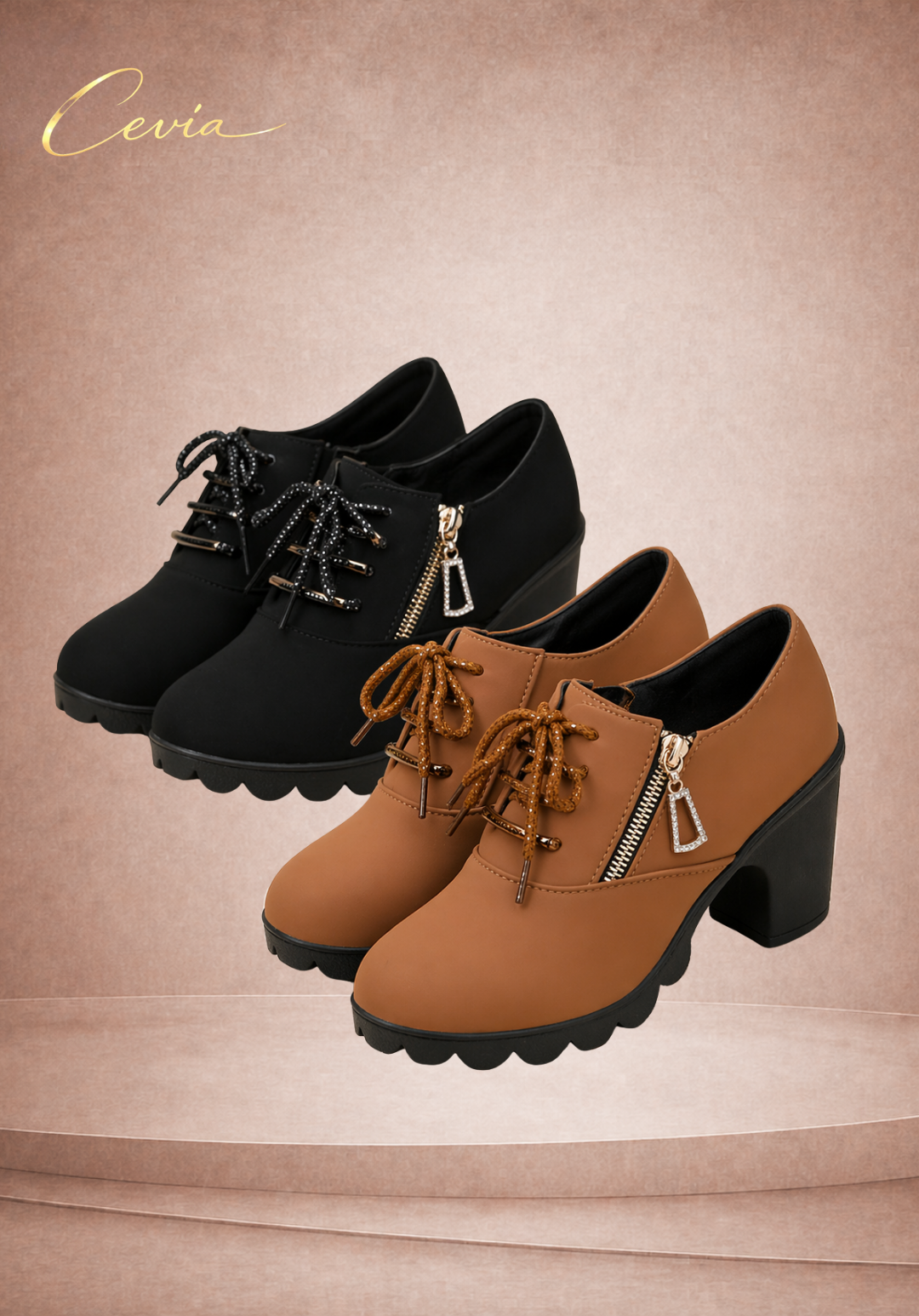 The Florence Zip Lace Heeled Boots
