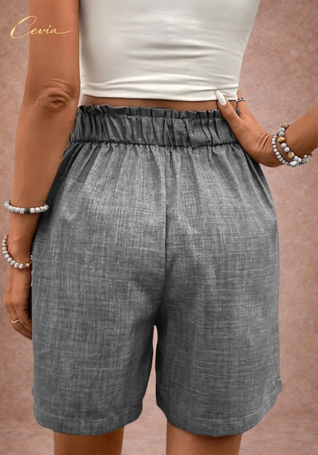 CEVIA High-Waist Button Shorts