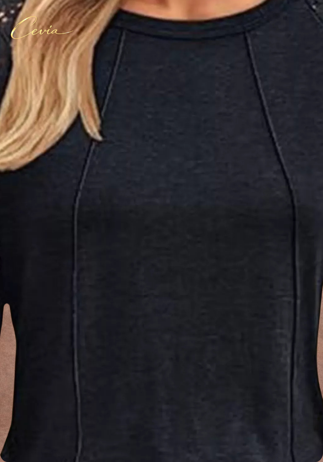 The Lysandra Lace-Sleeve Seamline Top