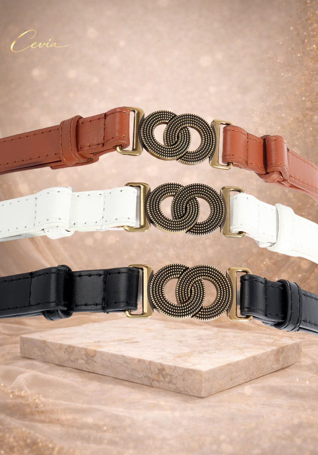 The Marivane Interlock Gold Accent Belt