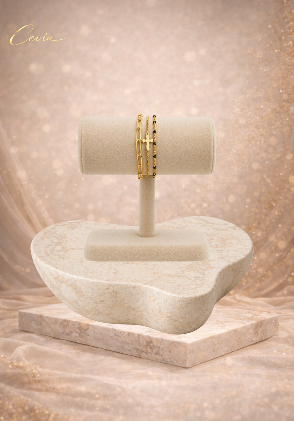 The Lucette Noir-Gold Layered Bracelet — Triple-Layer Minimal Luxe