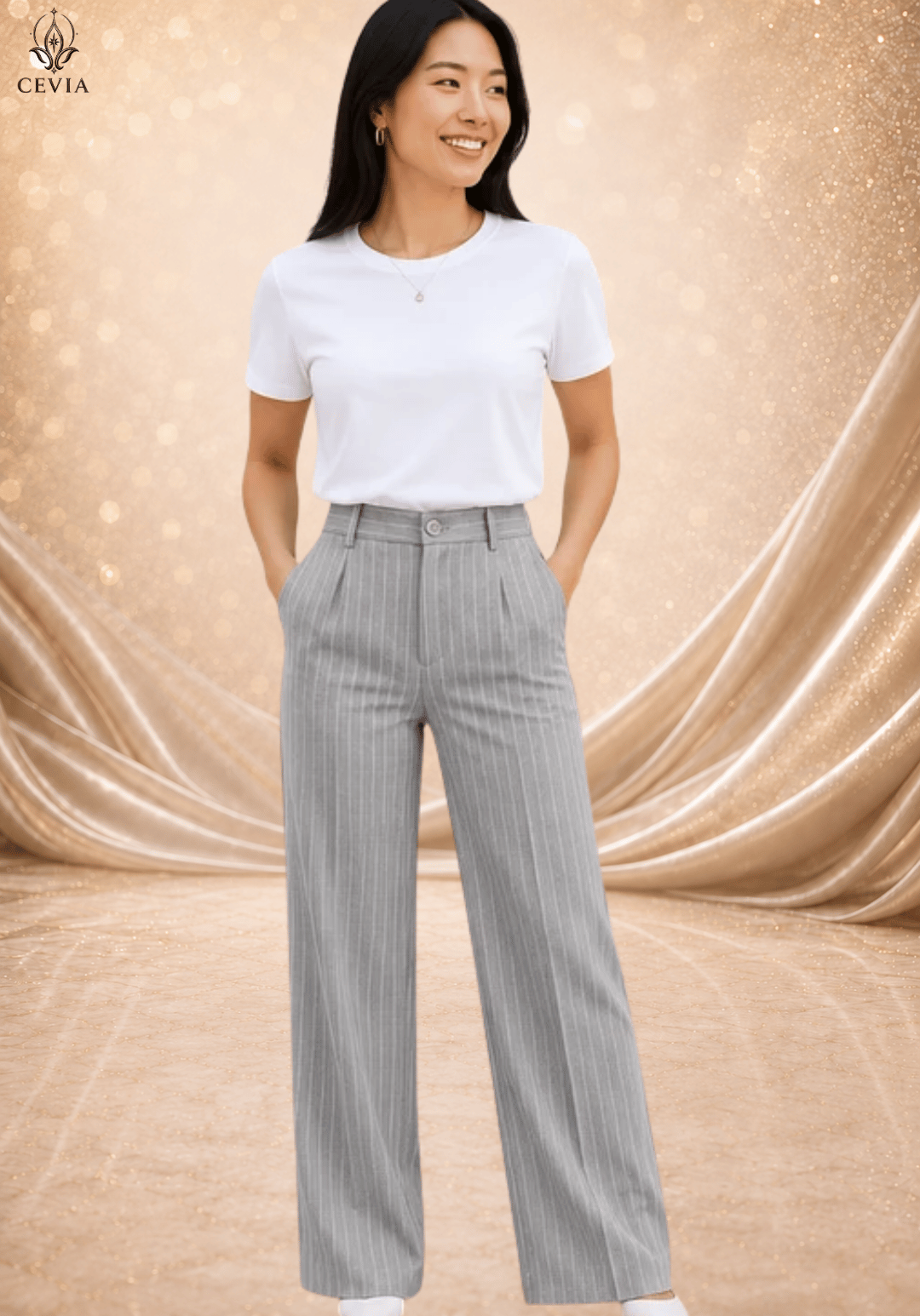 The Pinstripe Authority Wide-Leg Pants