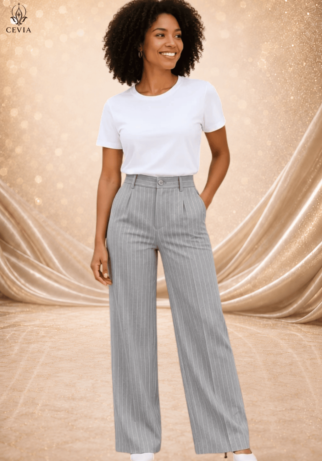 The Pinstripe Authority Wide-Leg Pants
