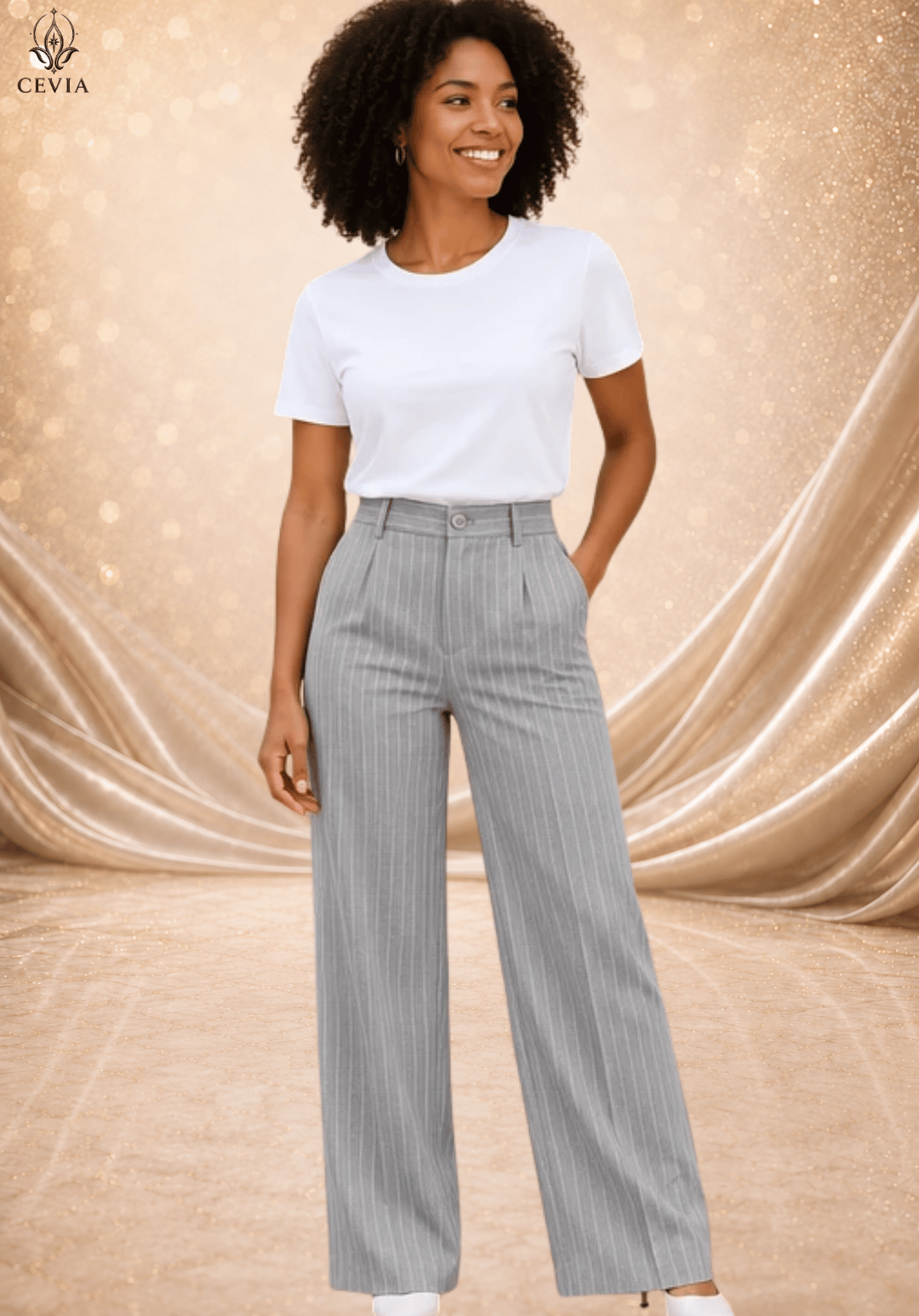 The Pinstripe Authority Wide-Leg Pants