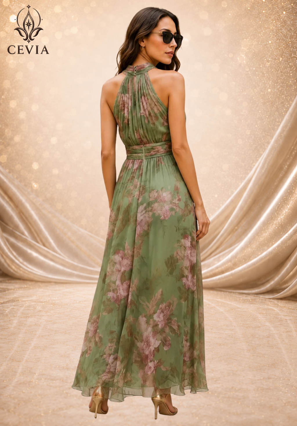The Romantic Halter Floral Maxi Dress