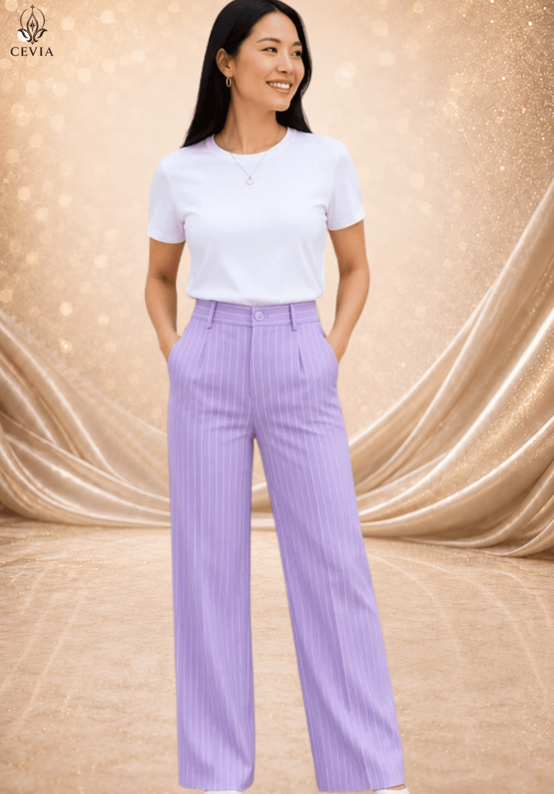 The Pinstripe Authority Wide-Leg Pants