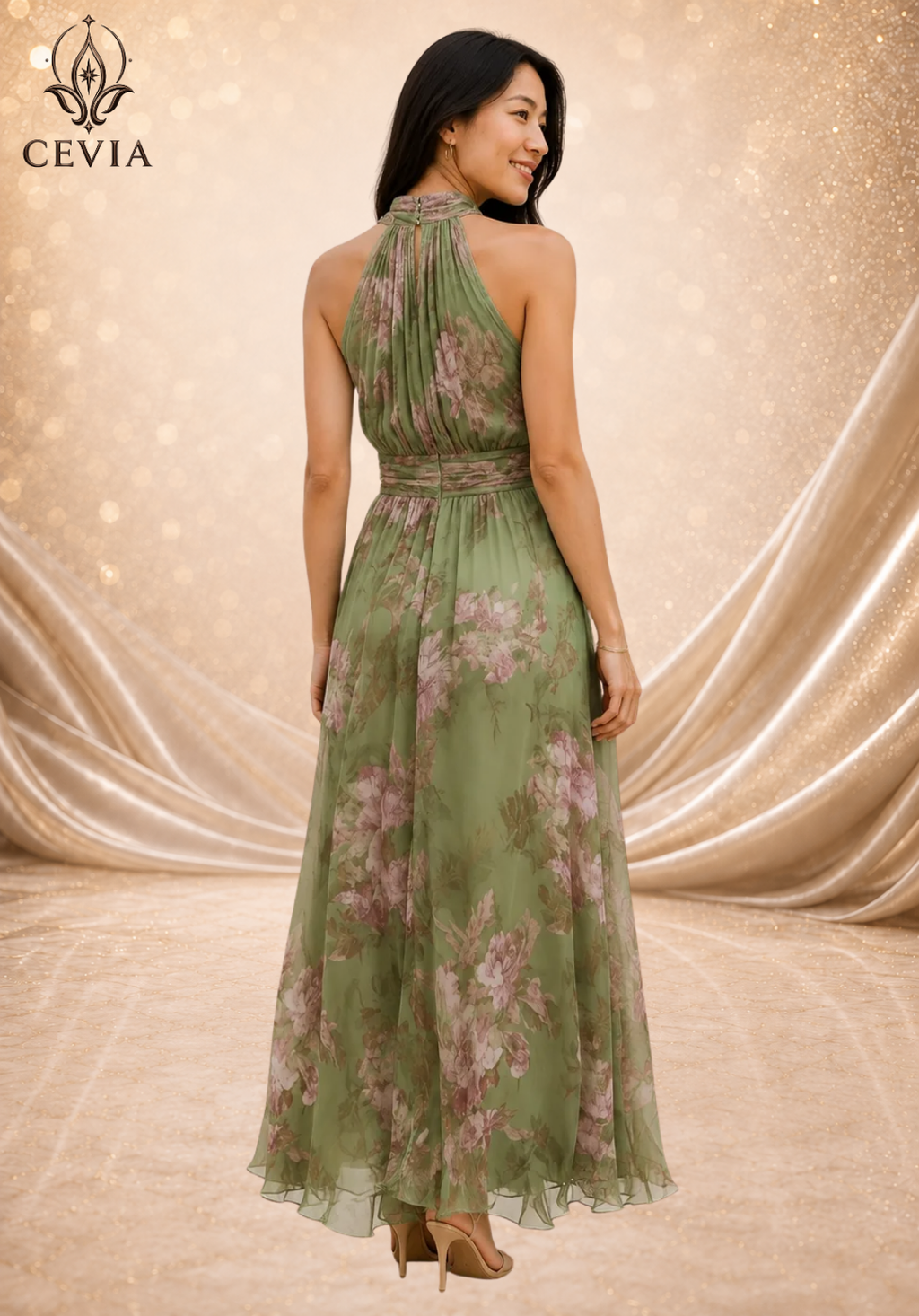 The Romantic Halter Floral Maxi Dress