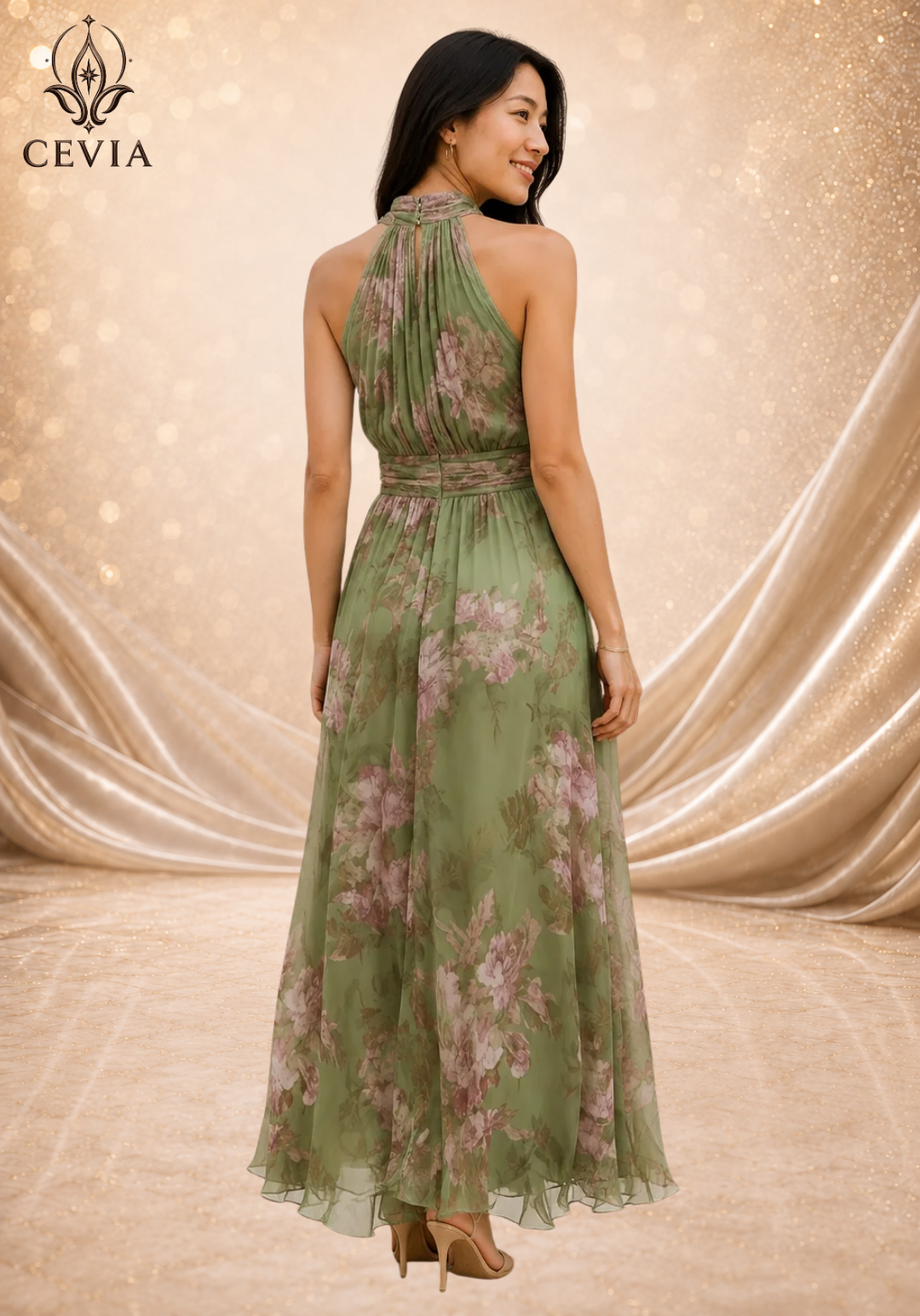 The Romantic Halter Floral Maxi Dress