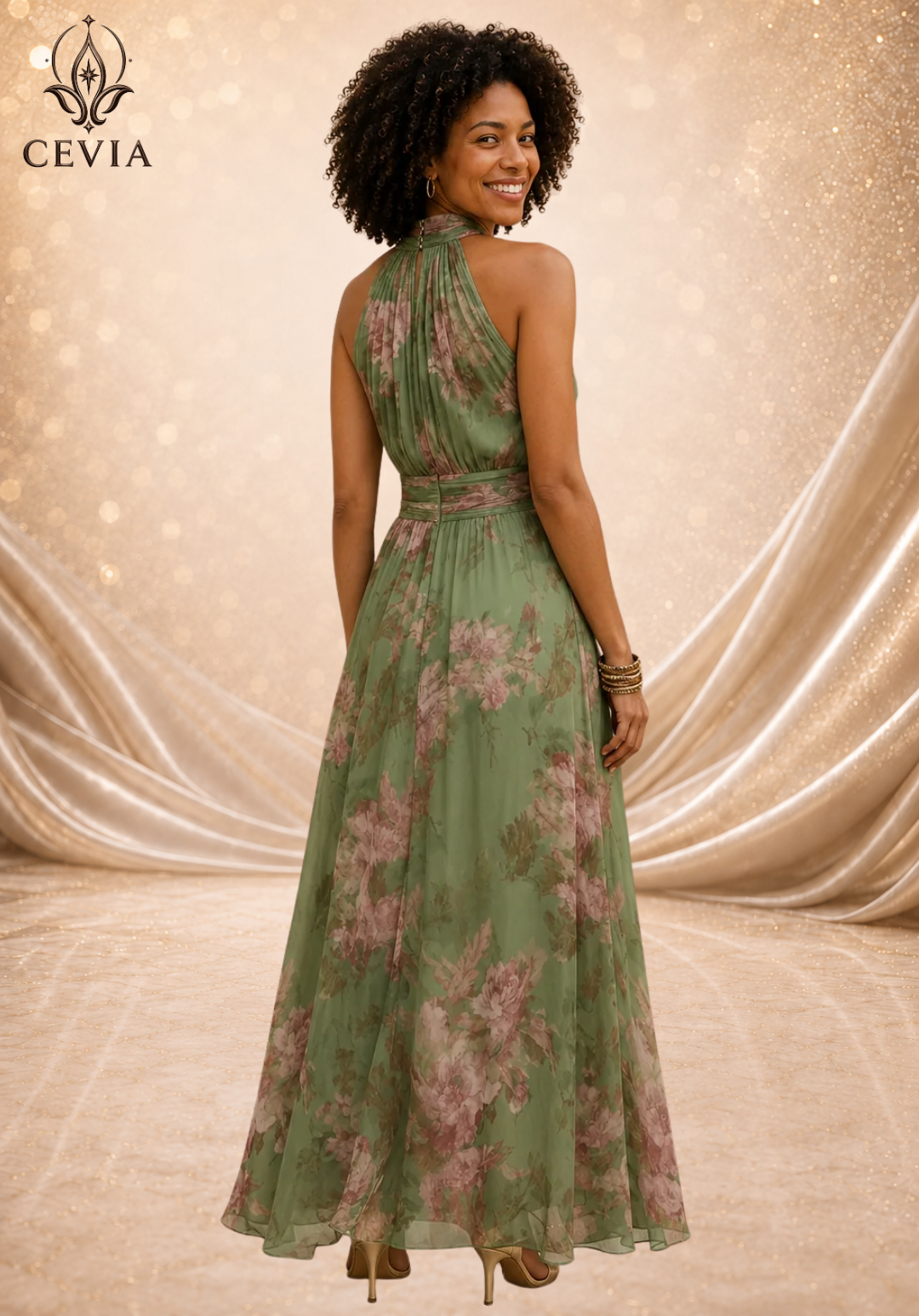 The Romantic Halter Floral Maxi Dress