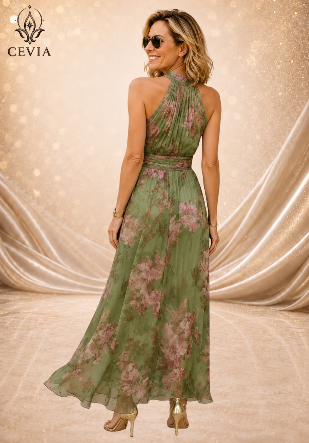 The Romantic Halter Floral Maxi Dress