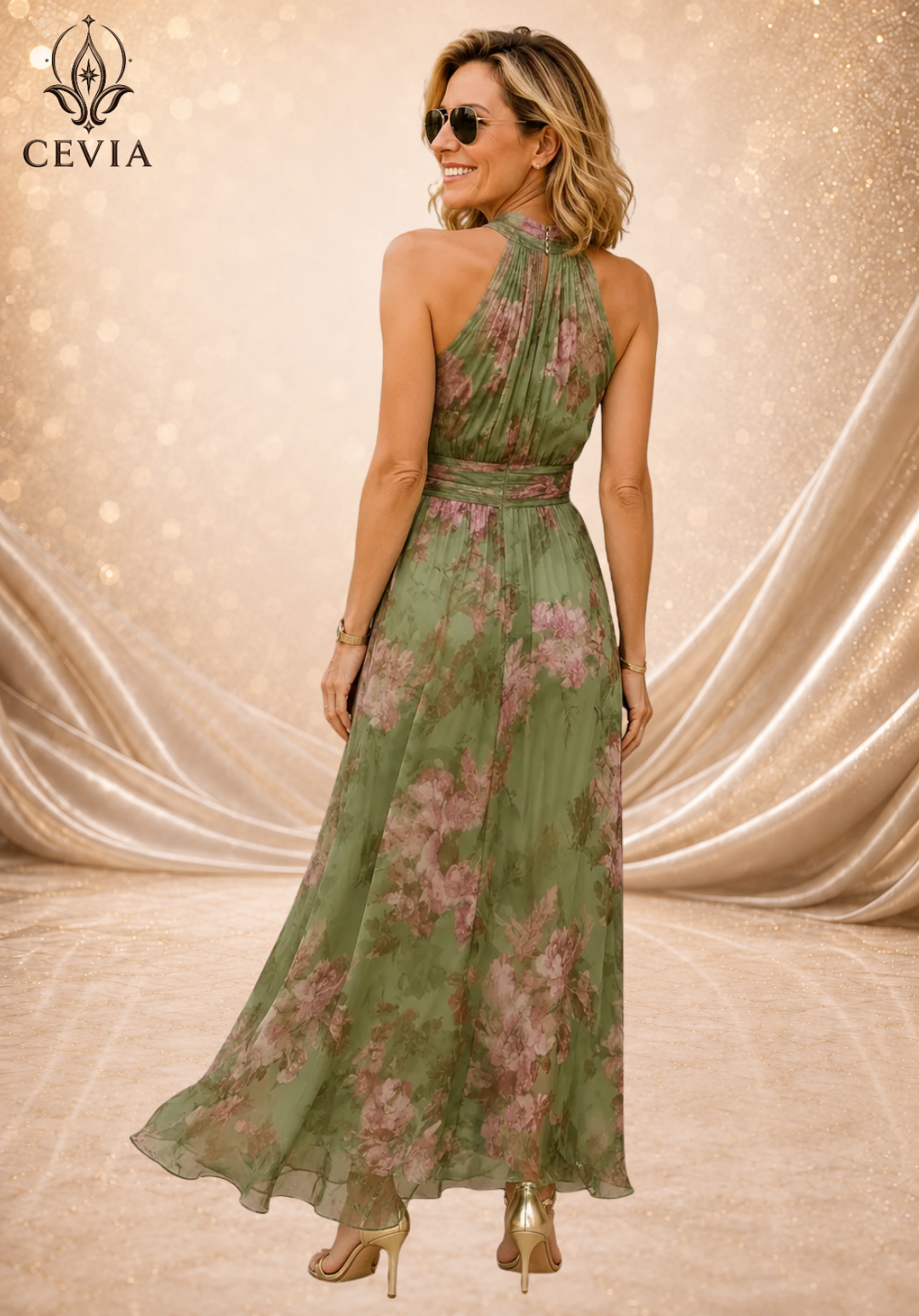 The Romantic Halter Floral Maxi Dress