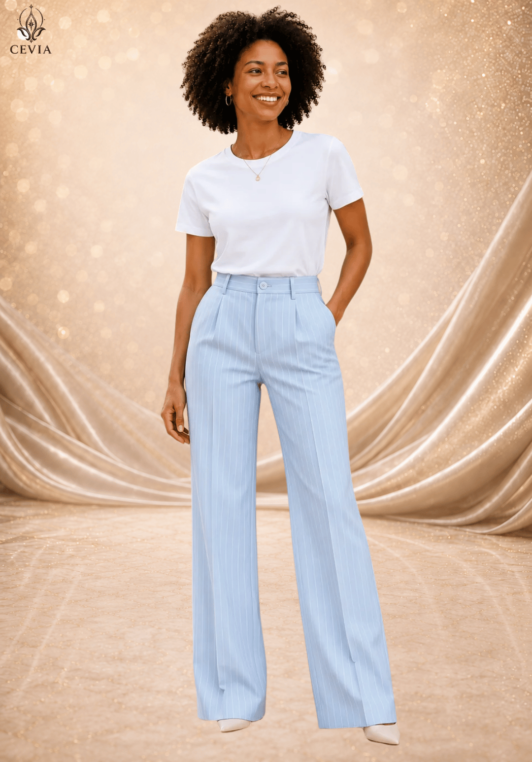 The Pinstripe Authority Wide-Leg Pants