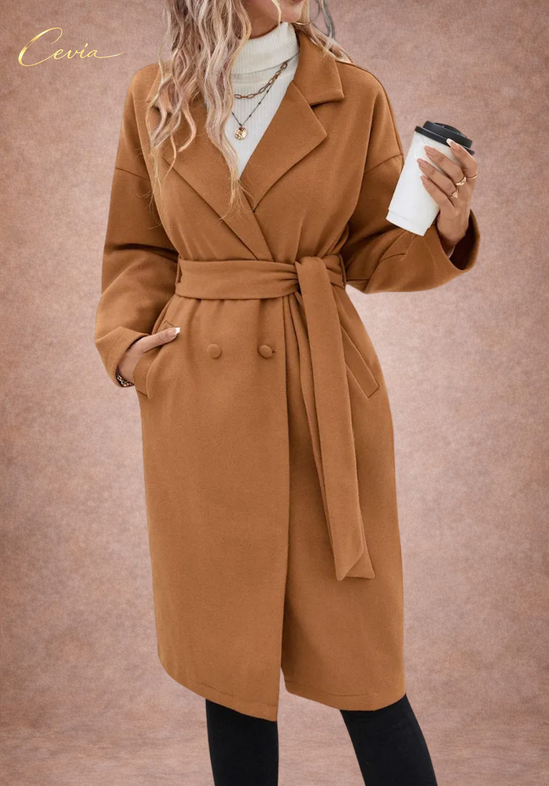 The Ravelle Camel-Belted Autumn Coat