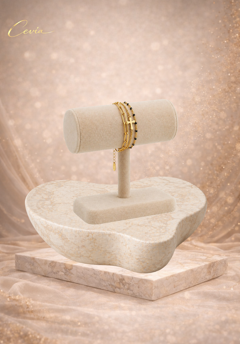 The Lucette Noir-Gold Layered Bracelet — Triple-Layer Minimal Luxe