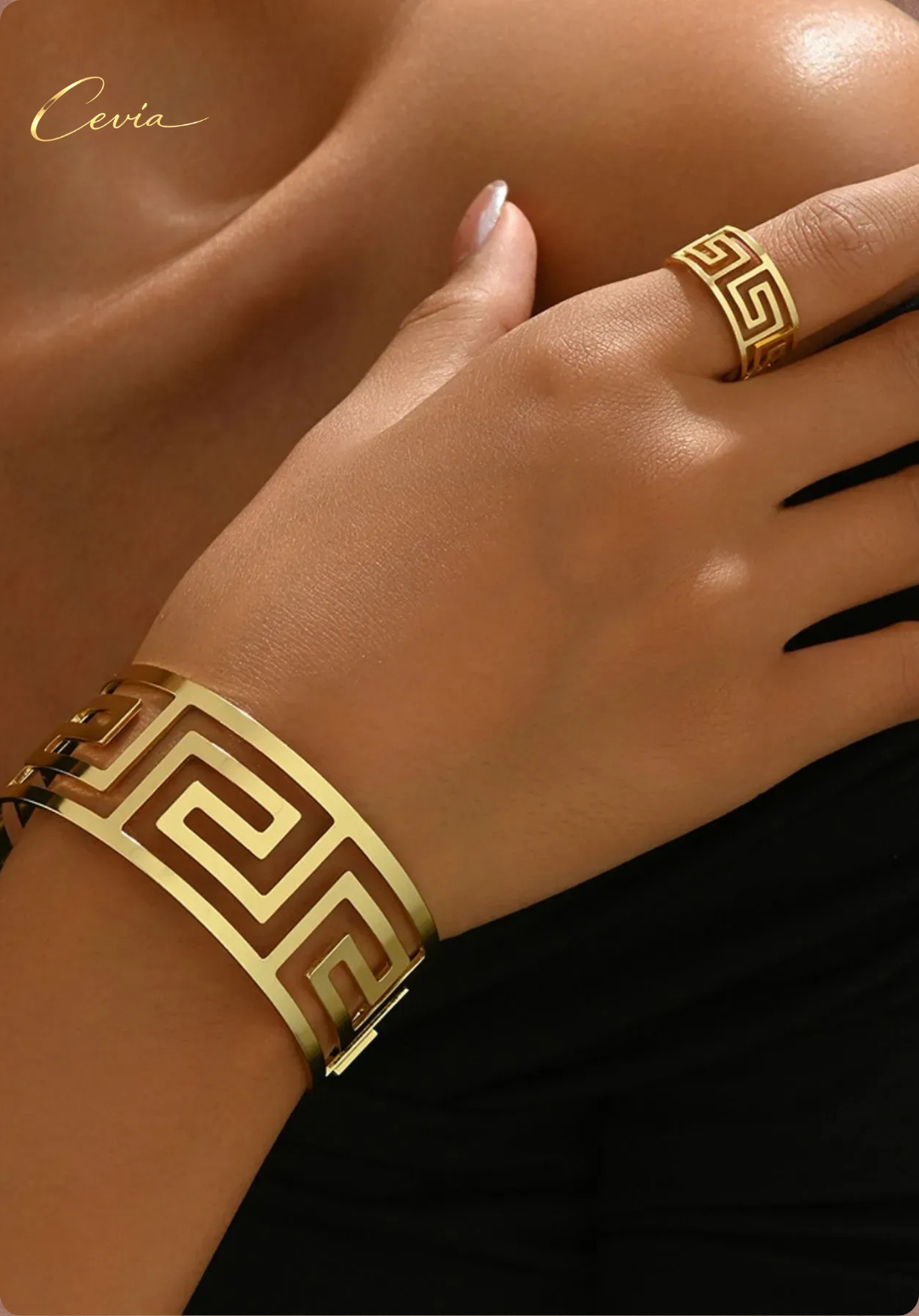 The Aurelia Geometric Cuff & Ring Set