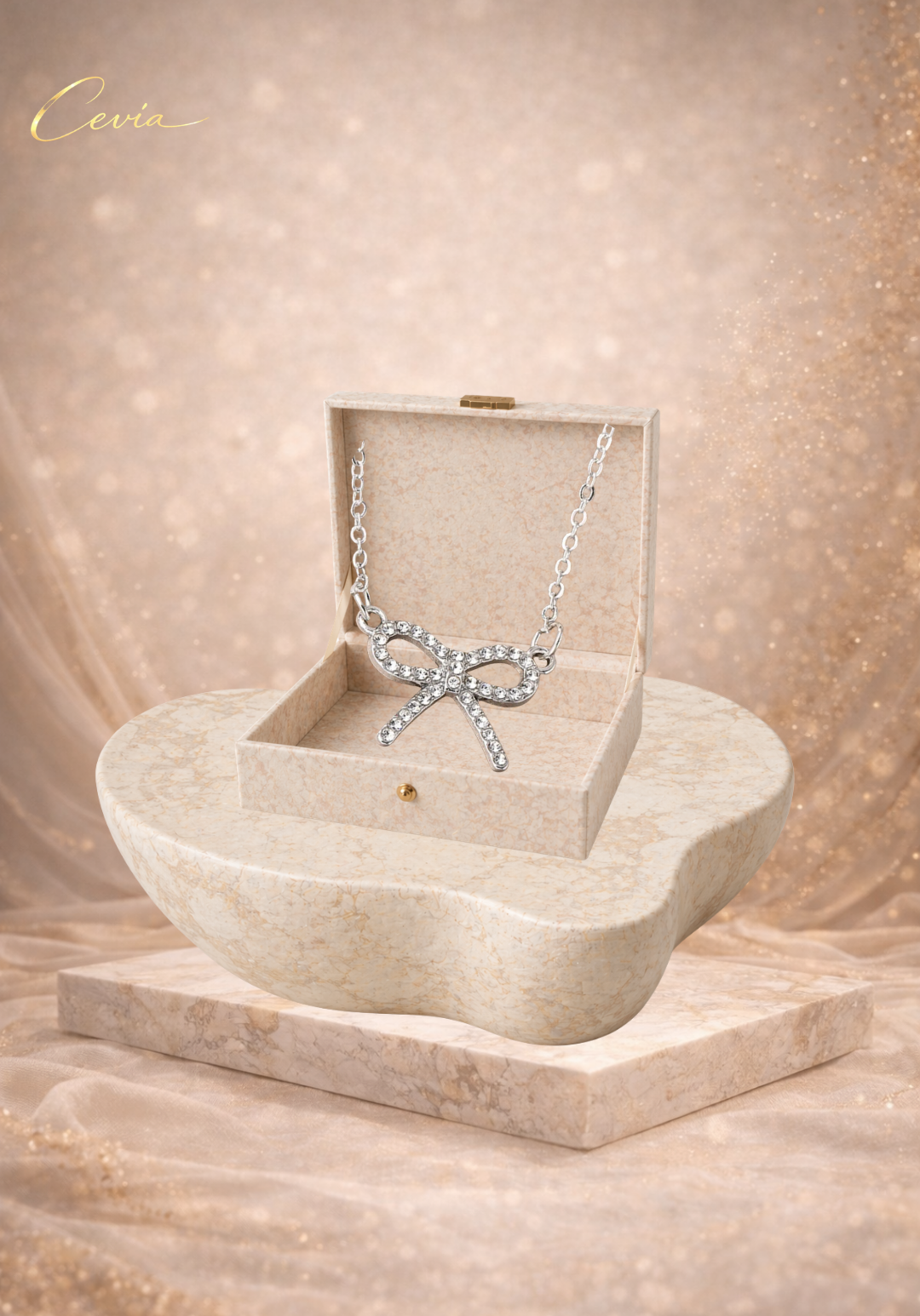 Zircon Bow Pendant Necklace