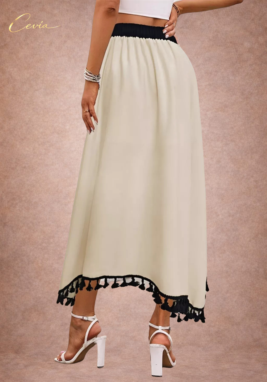 The Serene Tassel-Trim Maxi Skirt